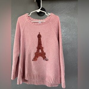 Justice Pink Sequin Eiffel Tower Sweater